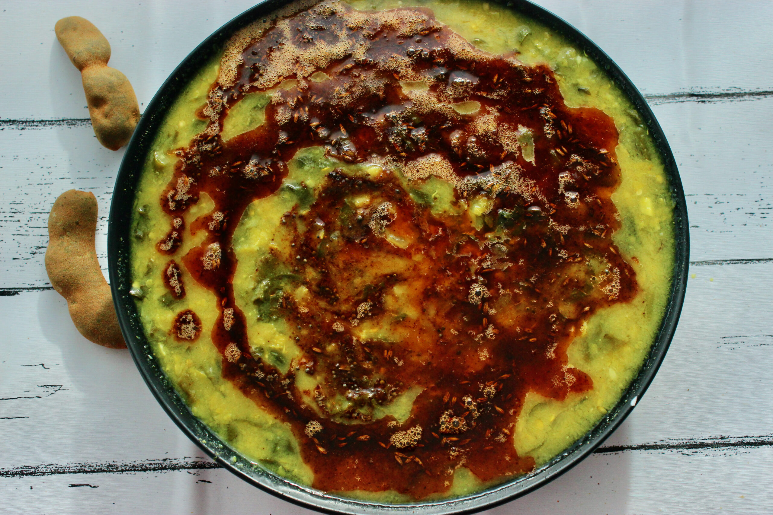 Malabar spinach dal with raw tamarind